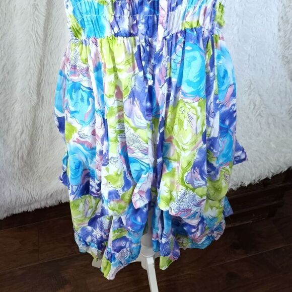 DOTS TURQUOISE & GREEN SMOCKED DRESS SZ.XL EUC - Picture 4 of 8